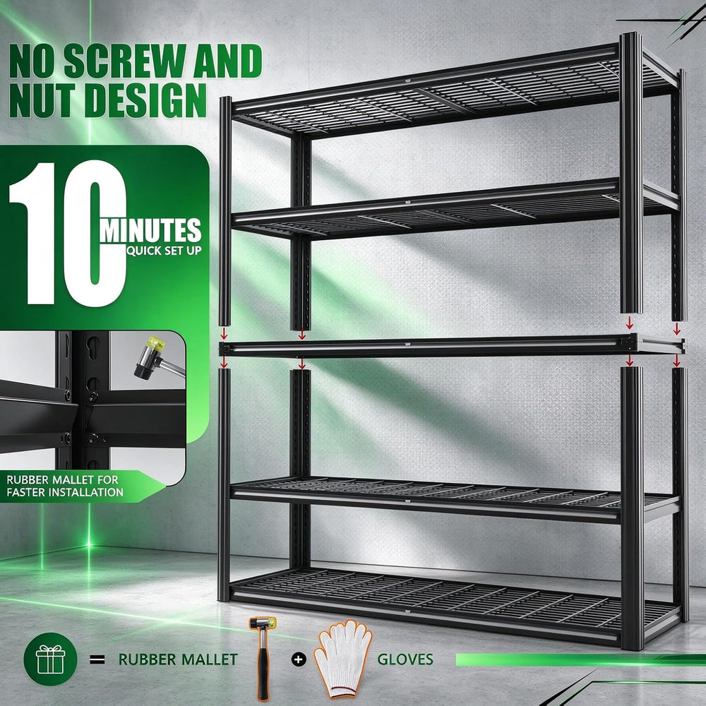 Heavy Duty 5-Tier Metal Garage Storage Shelving, 3030 lbs Load Capacity Adjus...