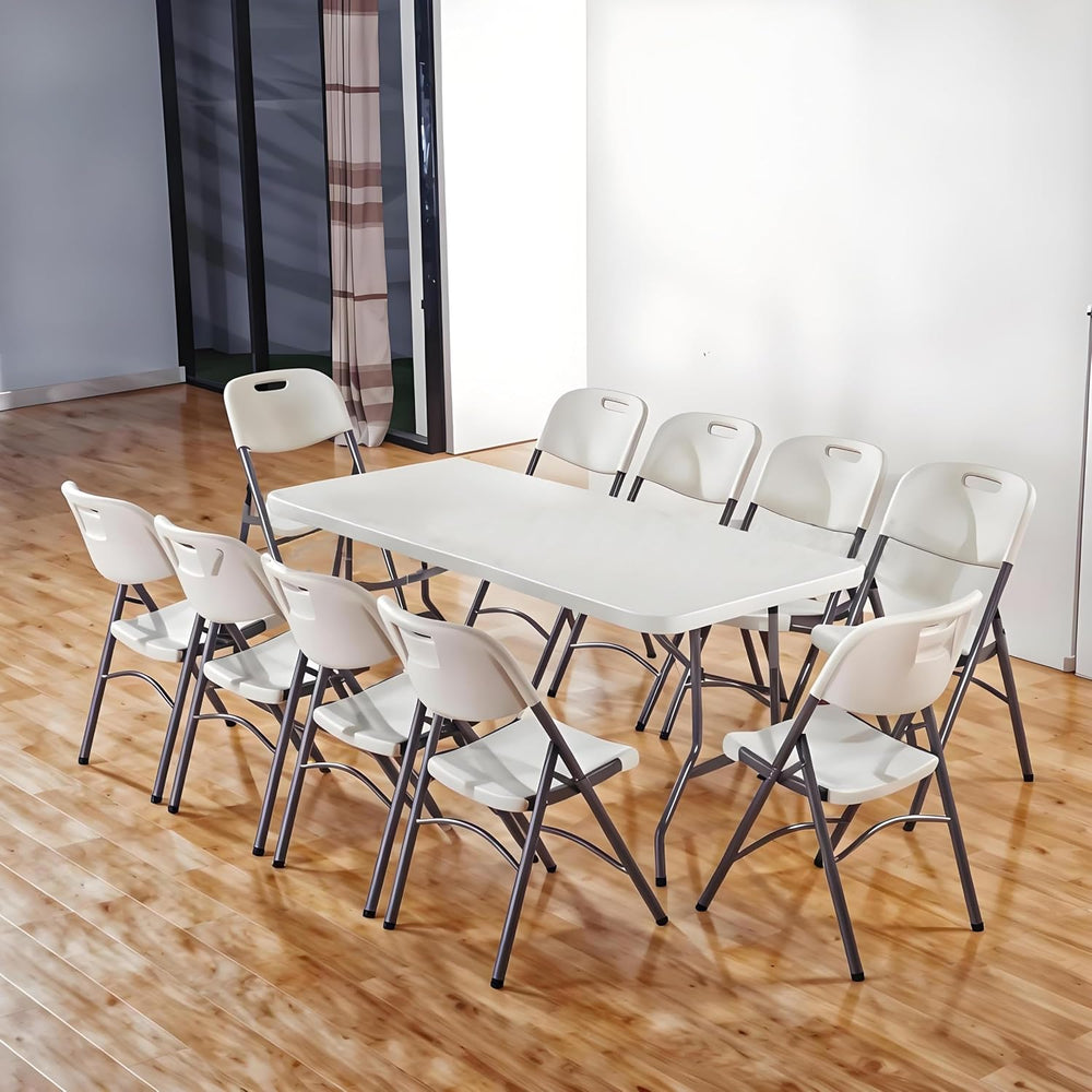 8ft Folding Table Heavy Duty 8 Foot Portable Foldable Table