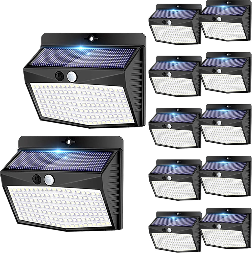 Peasur Solar Motion Sensor Outdoor Light 12Pack, 138 LED, Black-Cool White
