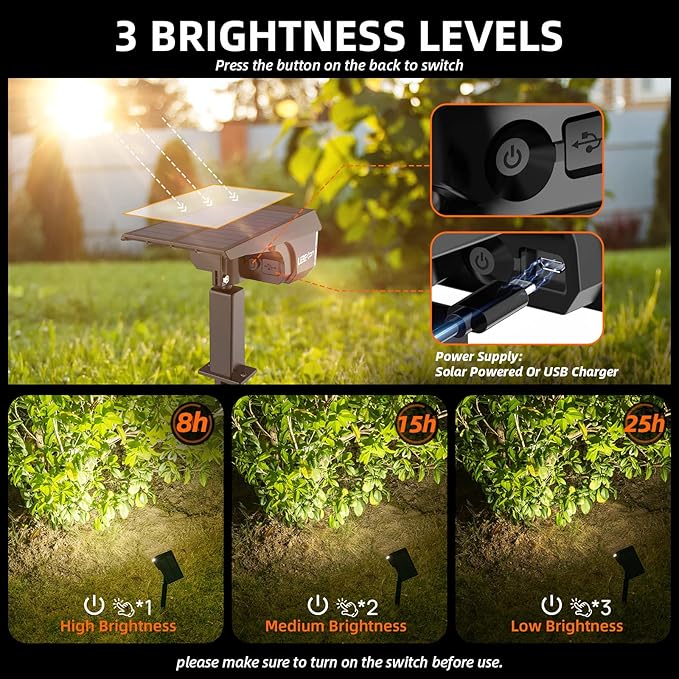 Solar Lights Outdoor Waterproof Landscape Lights, 40 LEDs Solar Spot Lights O...