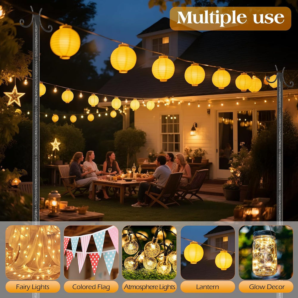 StarryEver 2 Pack Outdoor String Light Poles, 3M/10FT Adjustable Height Metal...