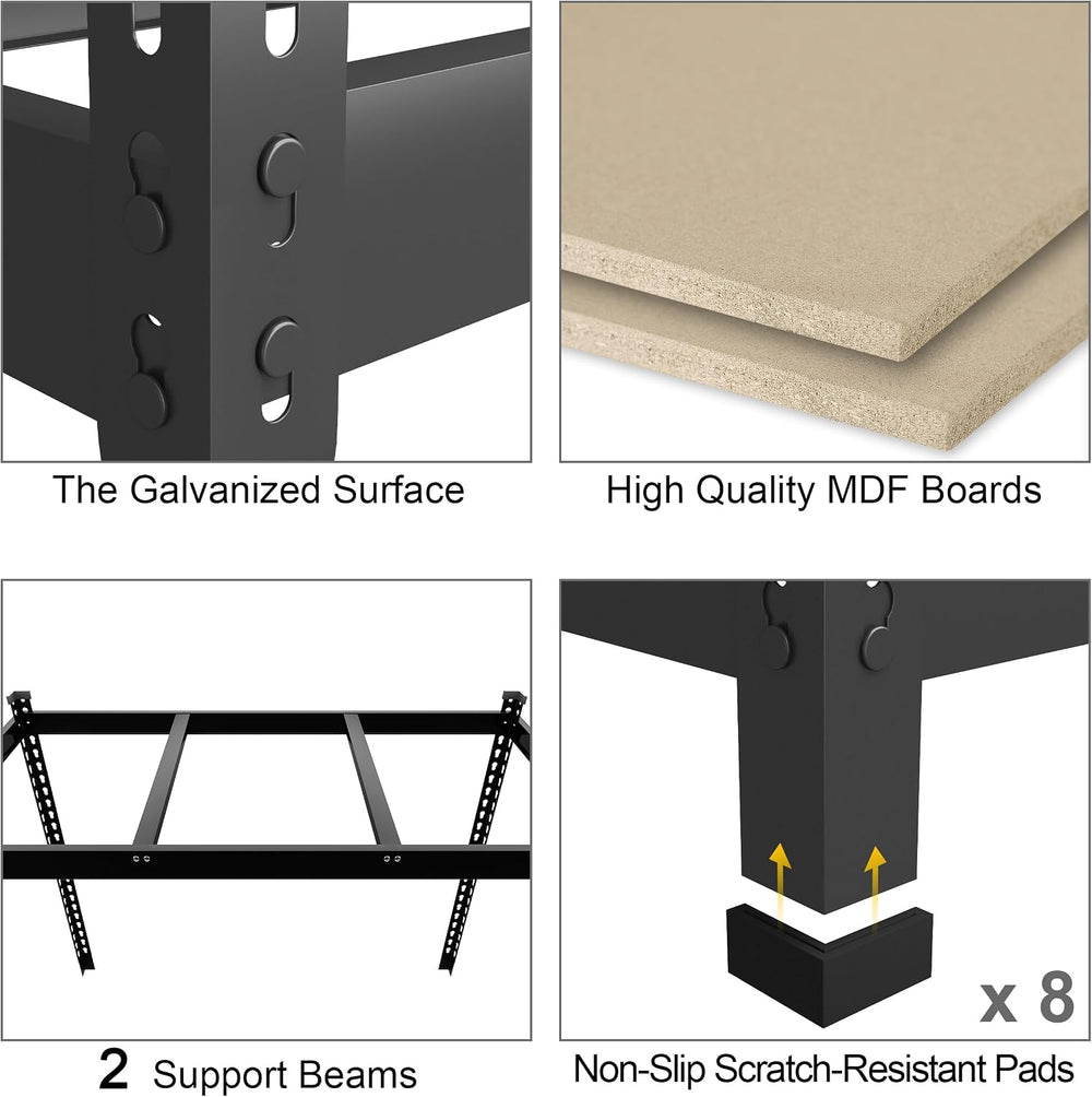 PrimeZone 48"W x 24"D x 72"H Garage Storage Shelves, 5-Tier Me...