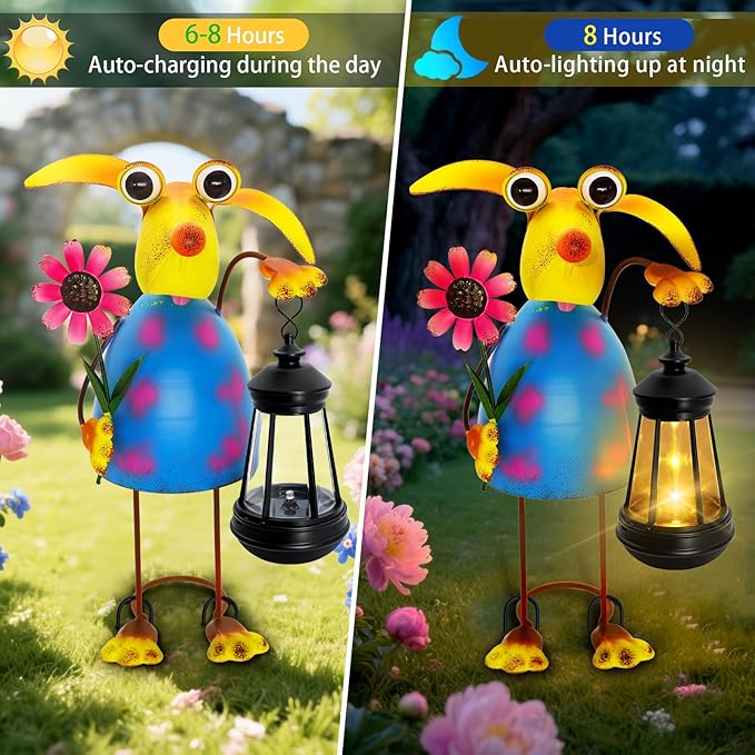 Garden Decor Dog Solar Statues, Unique Garden Statues Dog with Solar Lantern ...