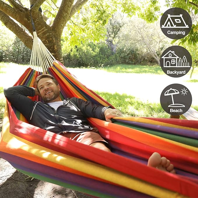 Brazilian Double Hammock with Tree Straps,Extra Large 240x160cm,2 Persons Ham...
