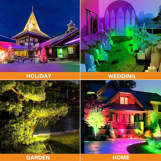 Spotlight Outdoor RGBW Low Voltage Landscape Lights, 12V-24V Color Changing L...