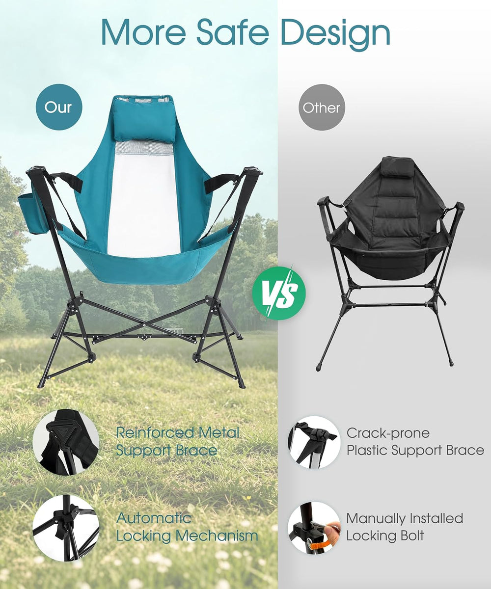 HOMEFUN Hammock Chairs, Swinging Camping Chairs, Set of 2, Blue