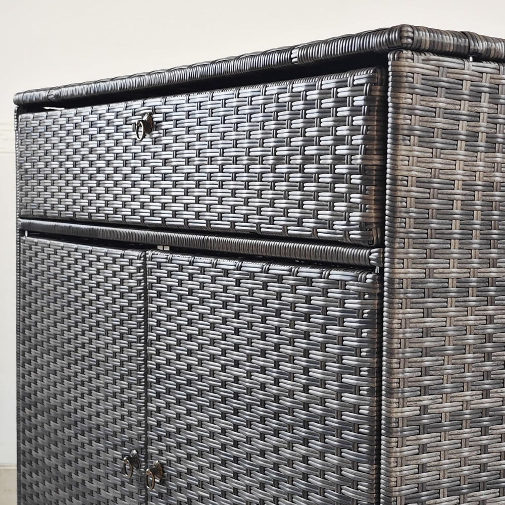 Outsunny Outdoor Storage Cabinet with Drawer Freestanding Gray