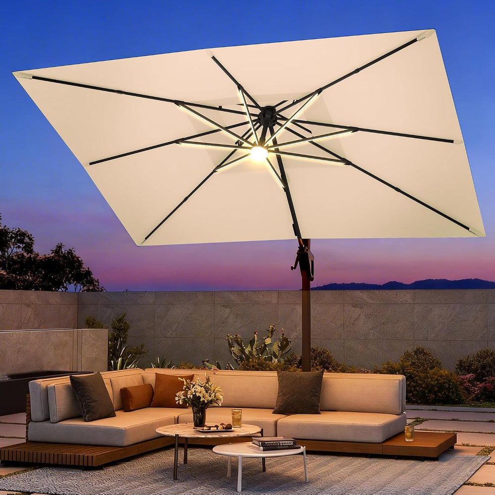 9 X 12 FT Cantilever Patio Umbrella with Led Lights