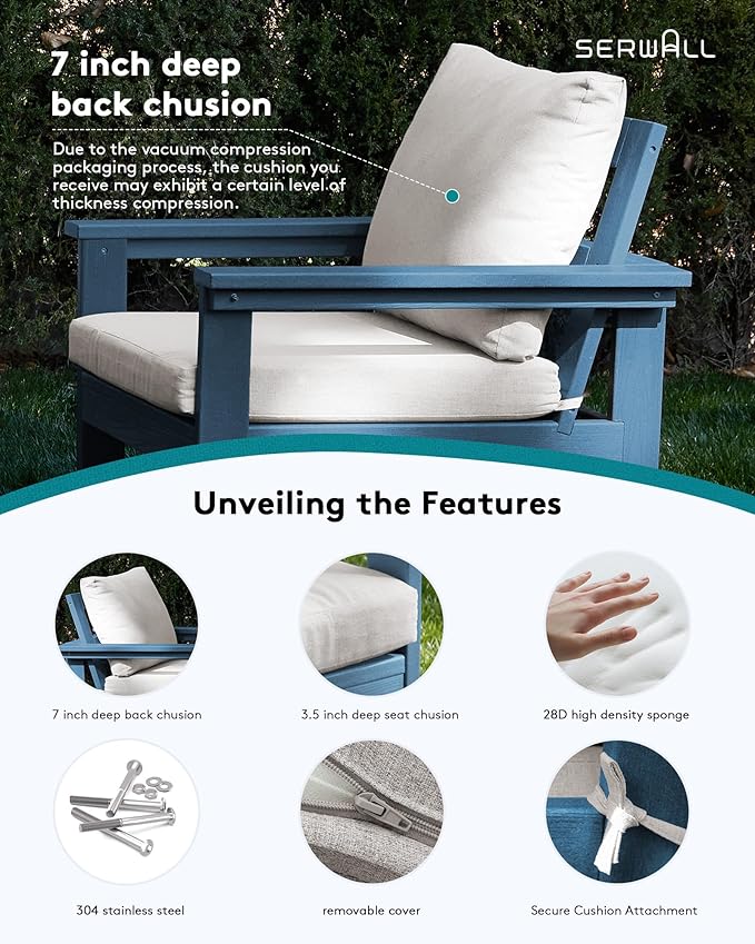 SERWALL HDPE Patio Sofa Set, 3-piece Sectional Outdoor Furniture Set, All Wea...
