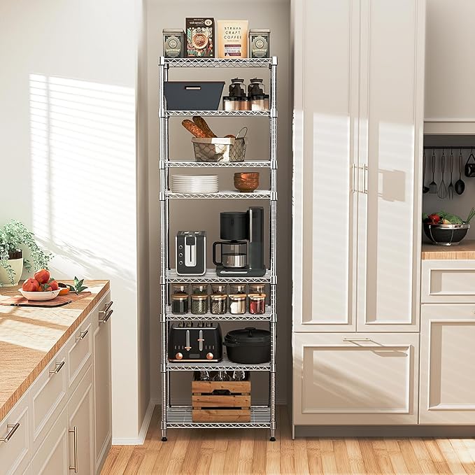 8 Tier 2000 lbs Storage Rack Metal Wire Shelving Unit, Storage Standing Shelf...