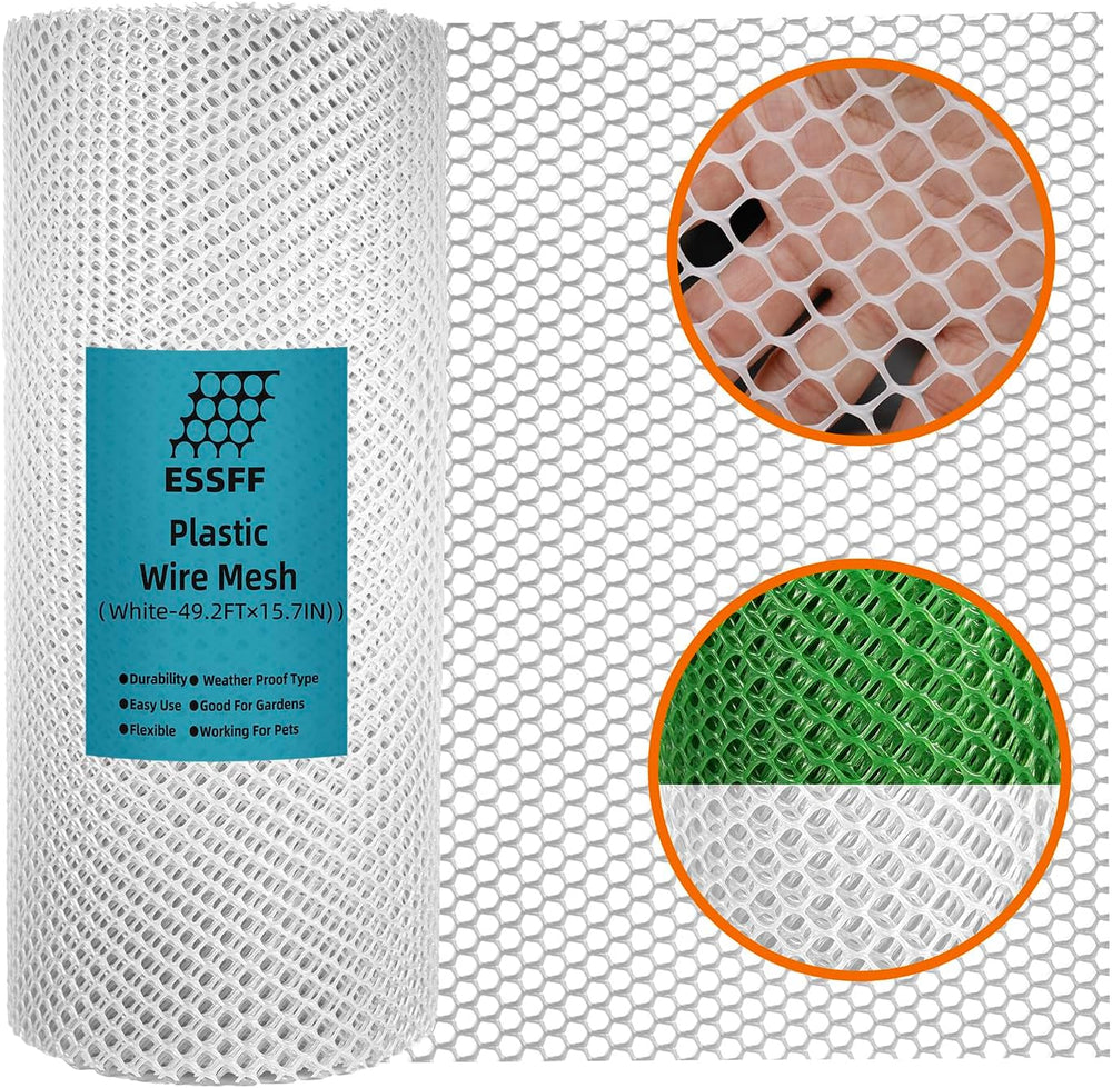 Pet & Garden Safeguard - 15.7IN x 49.2FT Roll - White Plastic Netting, Mu...