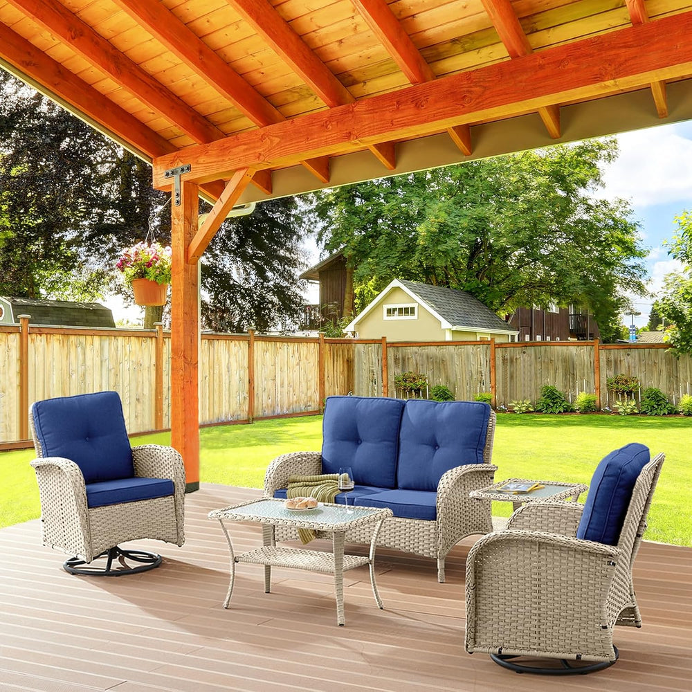 Belord Patio Wicker Chairs Swivel Rocker - Outdoor Swivel Rocking Chairs Set ...