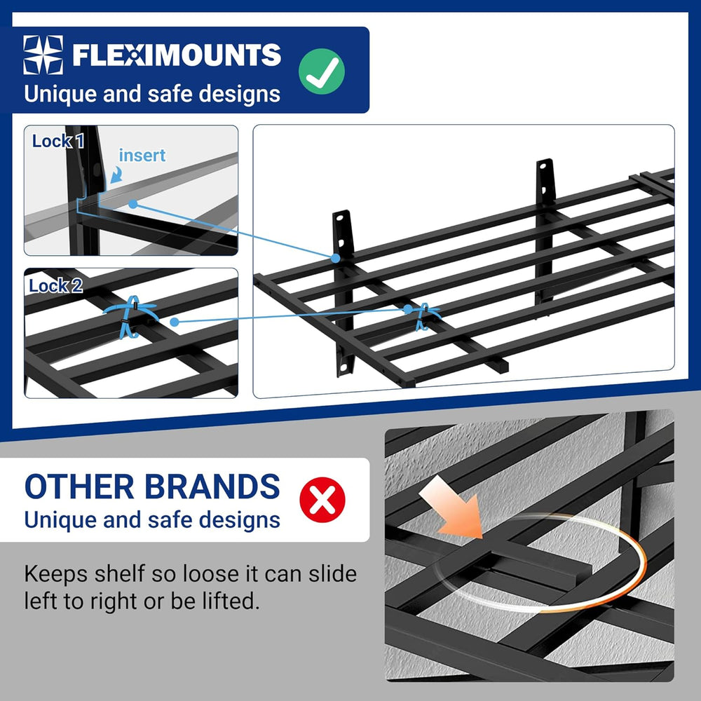 FLEXIMOUNTS 2 Pack 2x6ft Heavy Duty Garage Storage Shelving, 1600lbs, Black