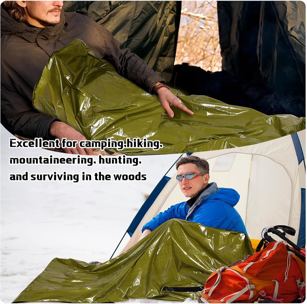 Mixweer 12 Pcs Emergency Sleeping Bag Portable Survival Thermal Bivy Sack Lig...