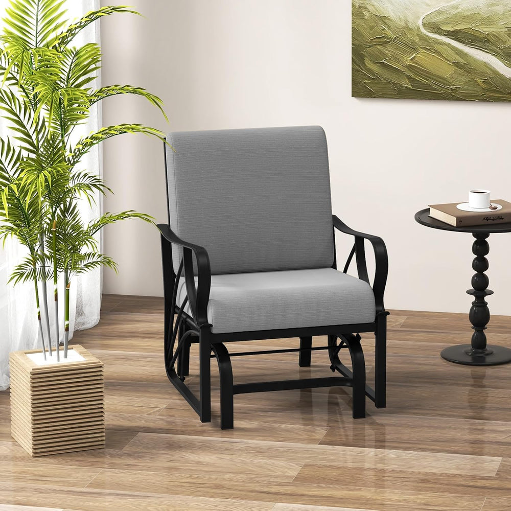 GIANTEX Outdoor Glider, Patio Rocking Chair with Thick Cushion