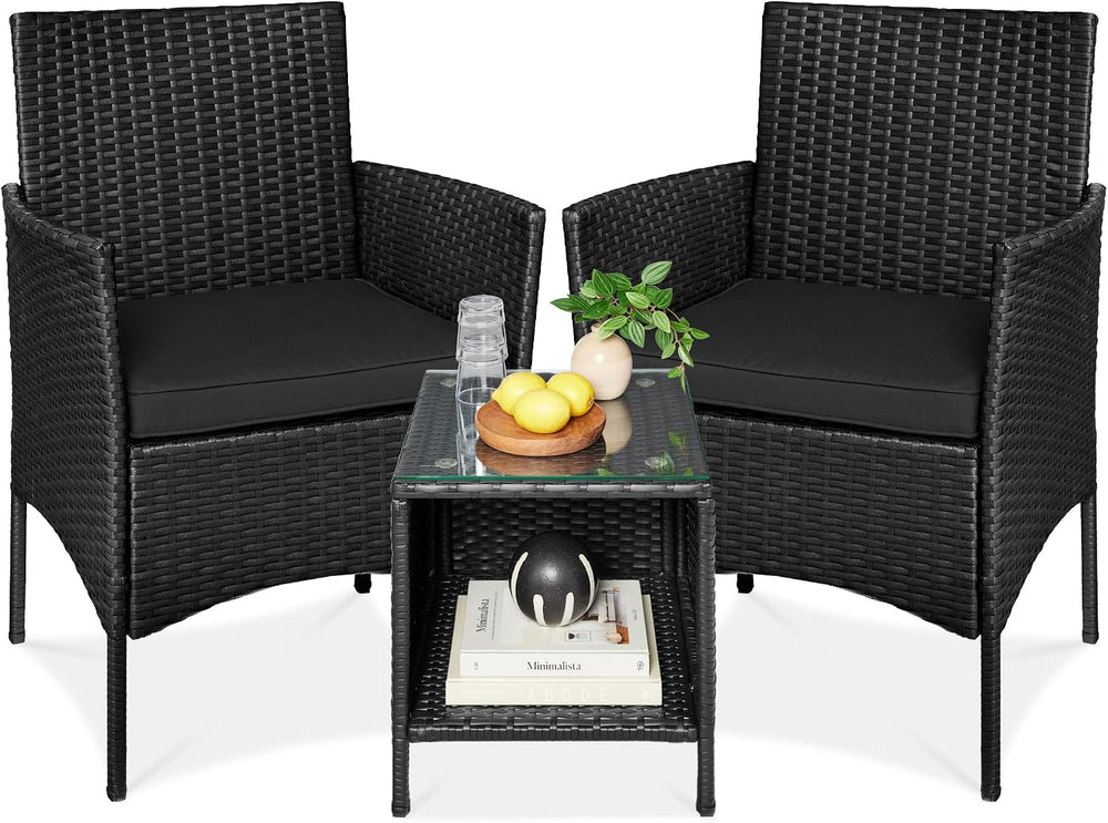 Best Choice Products 3-Piece Outdoor Wicker Conversation Bistro Set, Space Sa...