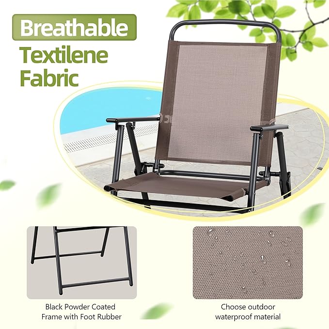 Vongrasig 6 Pieces Folding Patio Dining Set, All Weather Small Metal Outdoor ...