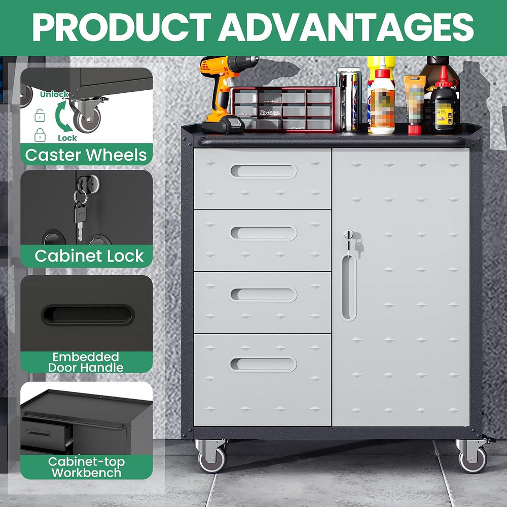 Garage Cabinet System | Heavy Duty Steel All-in-One Modular Garage Cabinet Se...