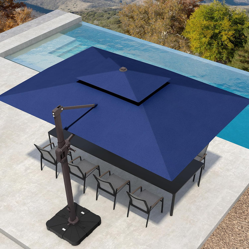Deconk 10' X 13' Patio Cantilever Outdoor Umbrella with Base and LED ...