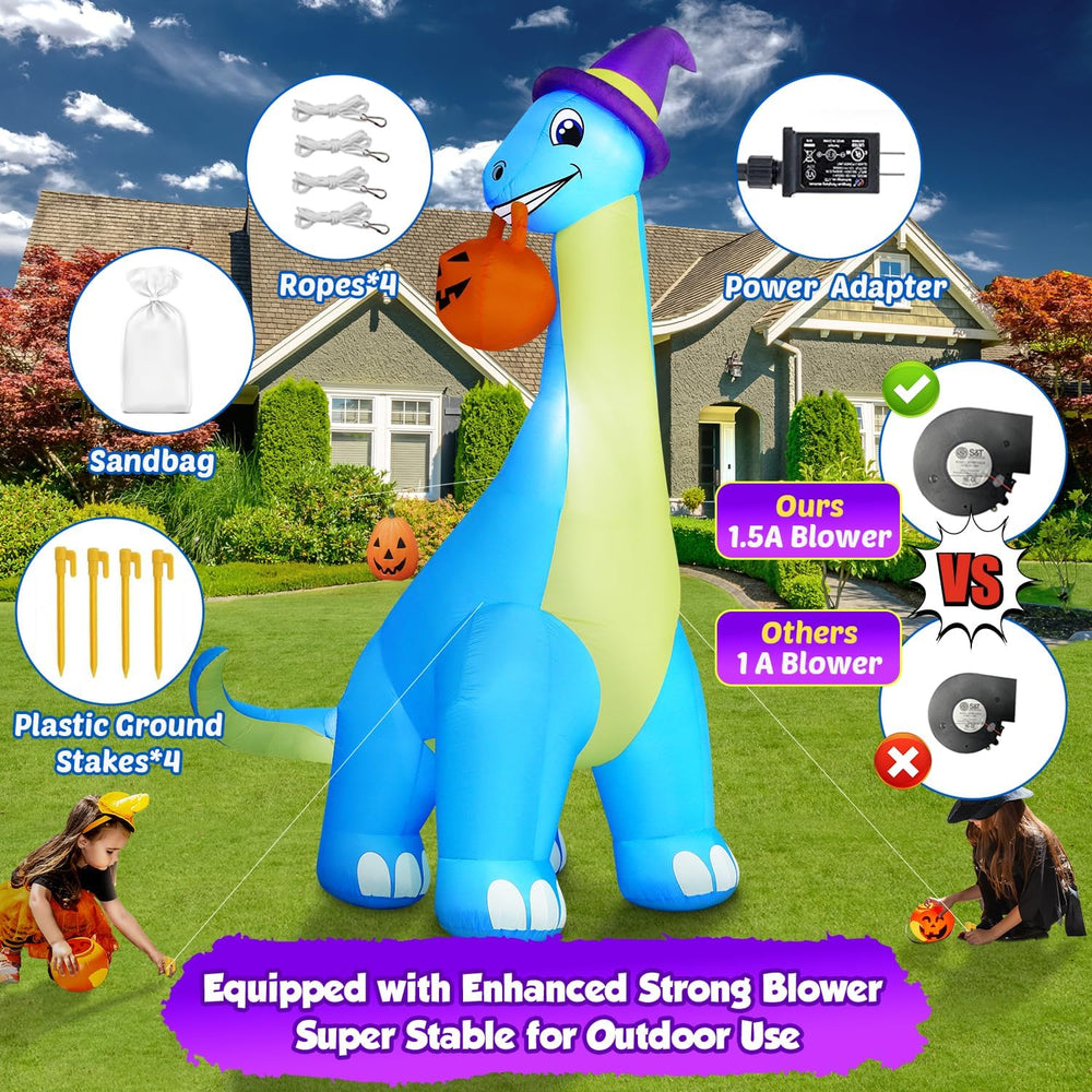 zukakii 13Ft Giant Halloween Inflatable Decorations Dinosaur, Build-in LEDs &...