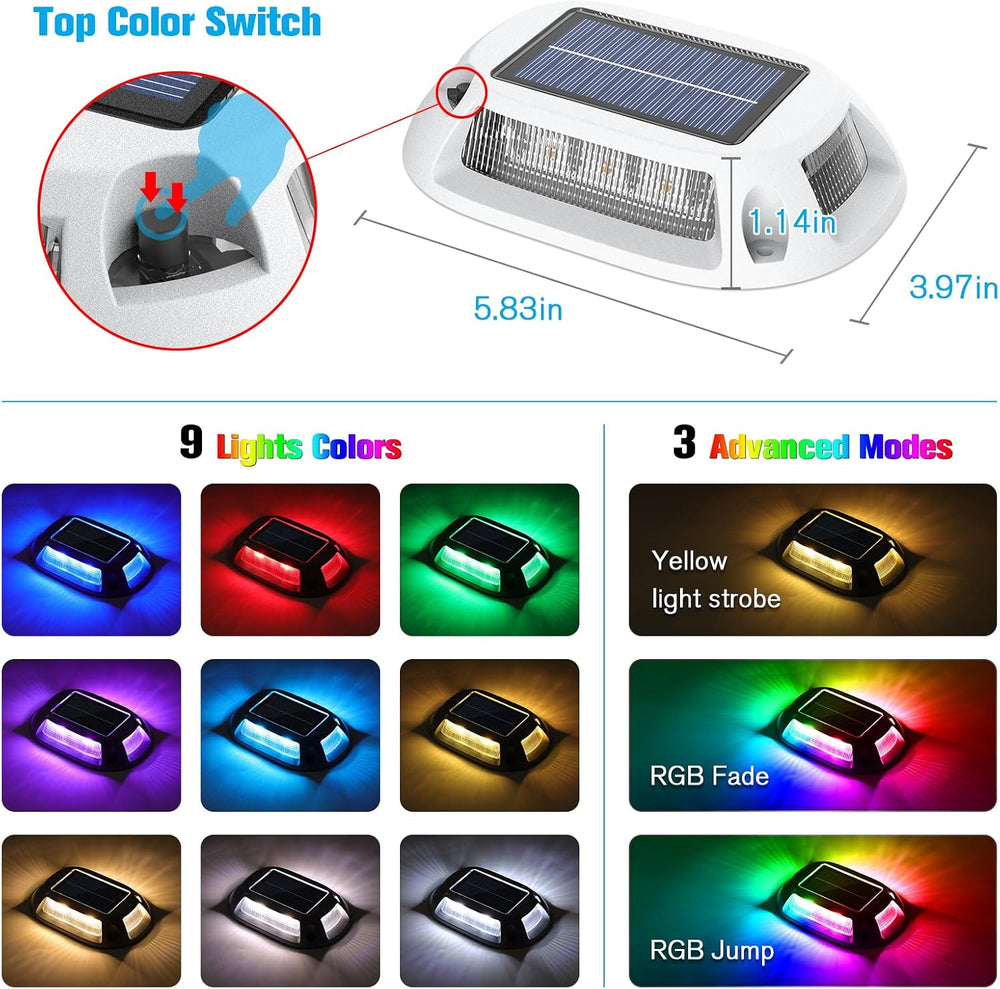 VOLISUN Solar Driveway Lights Dock Deck Lights 12 Pack,9 Colors in 1 Led IP67...