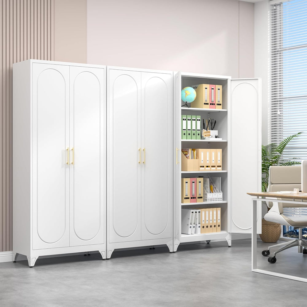 Polup 75" Tall Metal Kitchen Pantry Storage Cabinet with Doors and Shelves