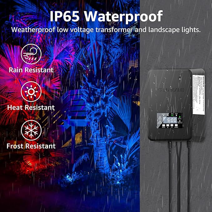 SUNVIE 12 Pack RGBW Color Changing Landscape Lights with 300W Low Voltage Lan...