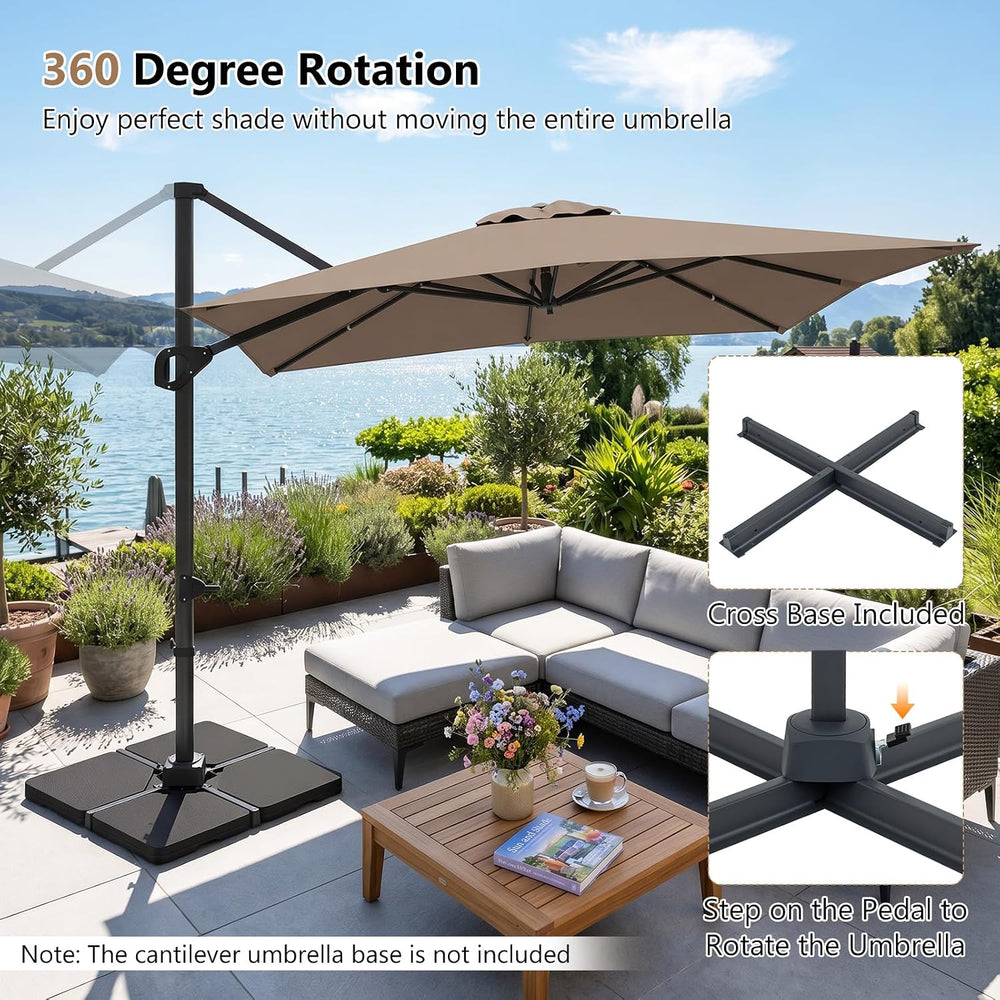 Tangkula 11 x 9 FT Patio Umbrella, Large Offset Cantilever Outdoor Umbrella w...