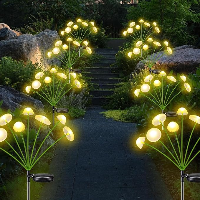 KAQ Solar Garden Lights Outdoor 6PK 48LED, Mushroom Solar Lights Outdoor, IP6...