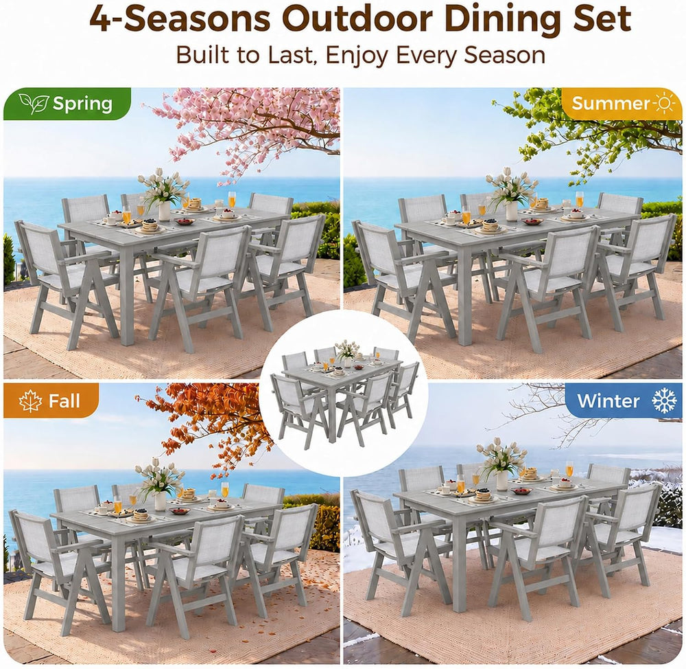 Outdoor Dining Table Set, 7 Piece HDPE Patio Set with Aluminum Dining Table &...