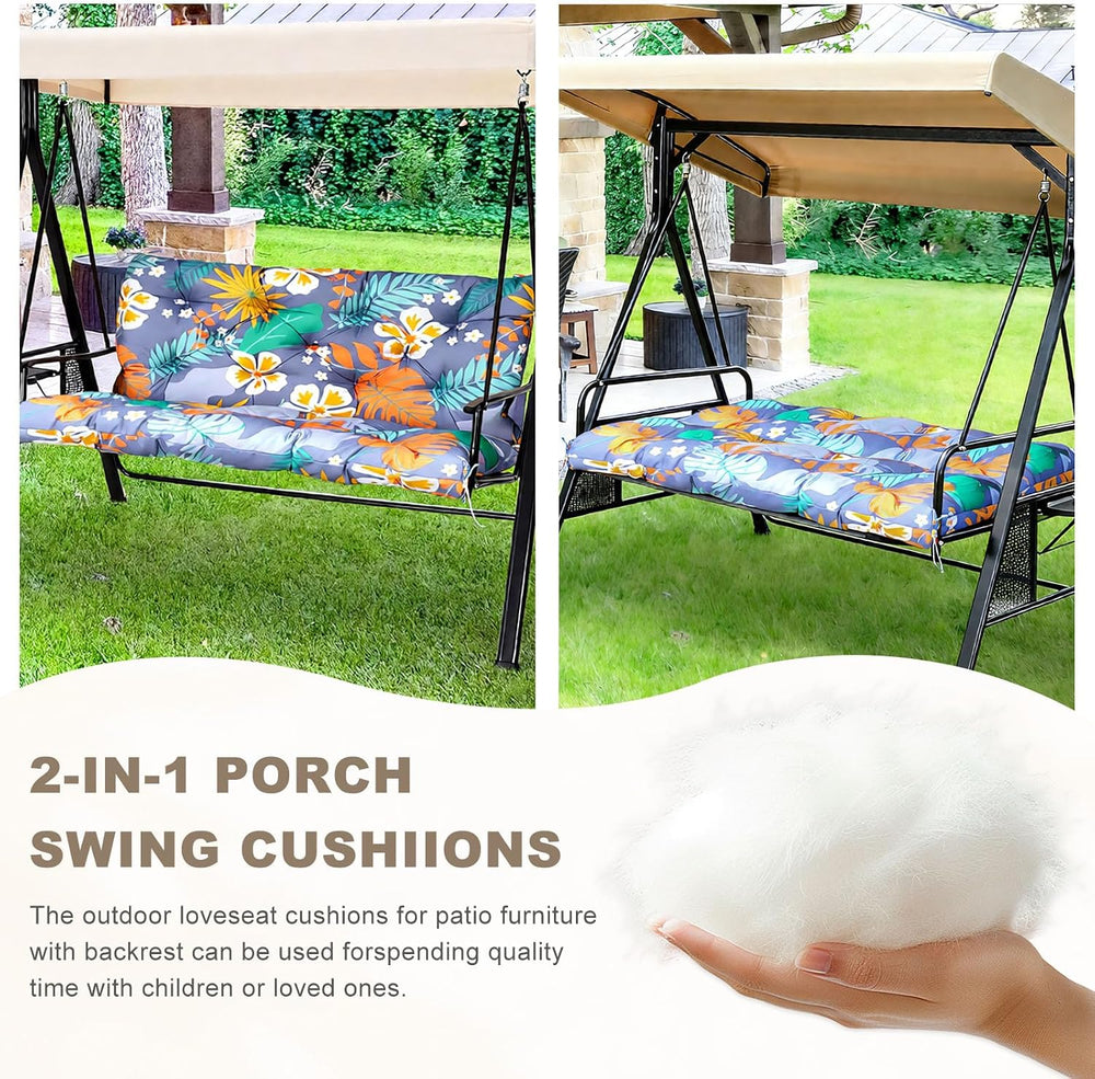 Porch Swing Cushion with Backrest,Waterproof Bench Cushion for Outdoor Furnit...