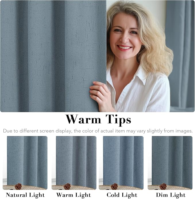 H.VERSAILTEX Linen Blackout Curtains 108 Inches Long 100% Blackout Thermal In...