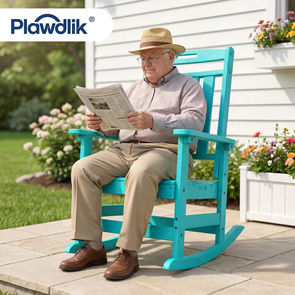 Plawdlik Outdoor Rocking Chair Set of 2, All-Weather Patio Rocker, Aruba