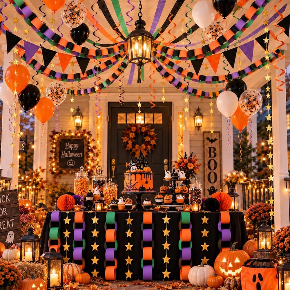 345pcs Halloween Paper Chain Strips Garland Set Birthday Party Decoration