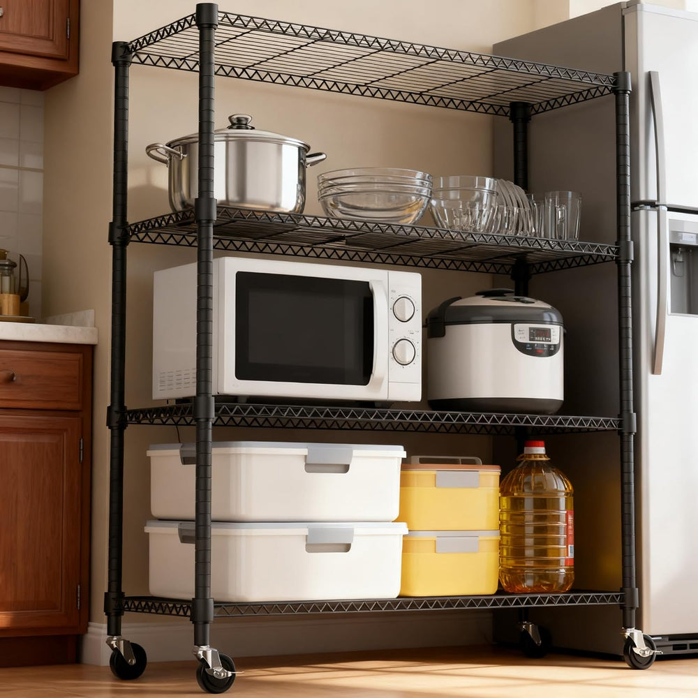 M MZG 1400LBS 47.2" W 4 Tiers Storage Shelves Metal Shelving Unit with W...