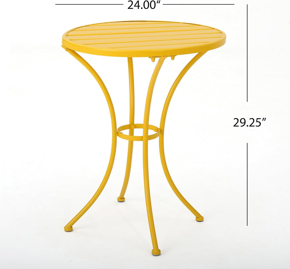 Christopher Knight Home Colmar Outdoor Iron Bistro Set, 3-Pcs Set, Matte Yellow