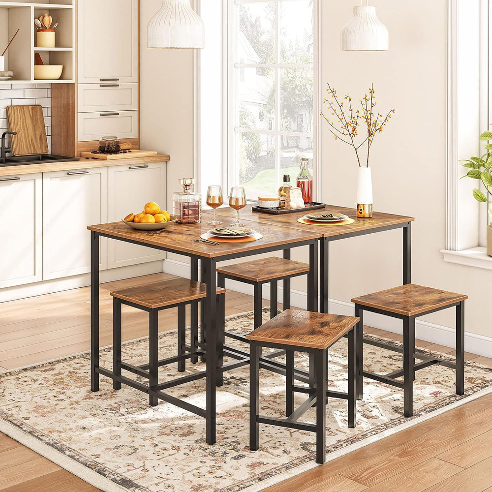 HOOBRO 3-Piece Industrial Dining Table Set, Kitchen Table, Space Saving Dinet...