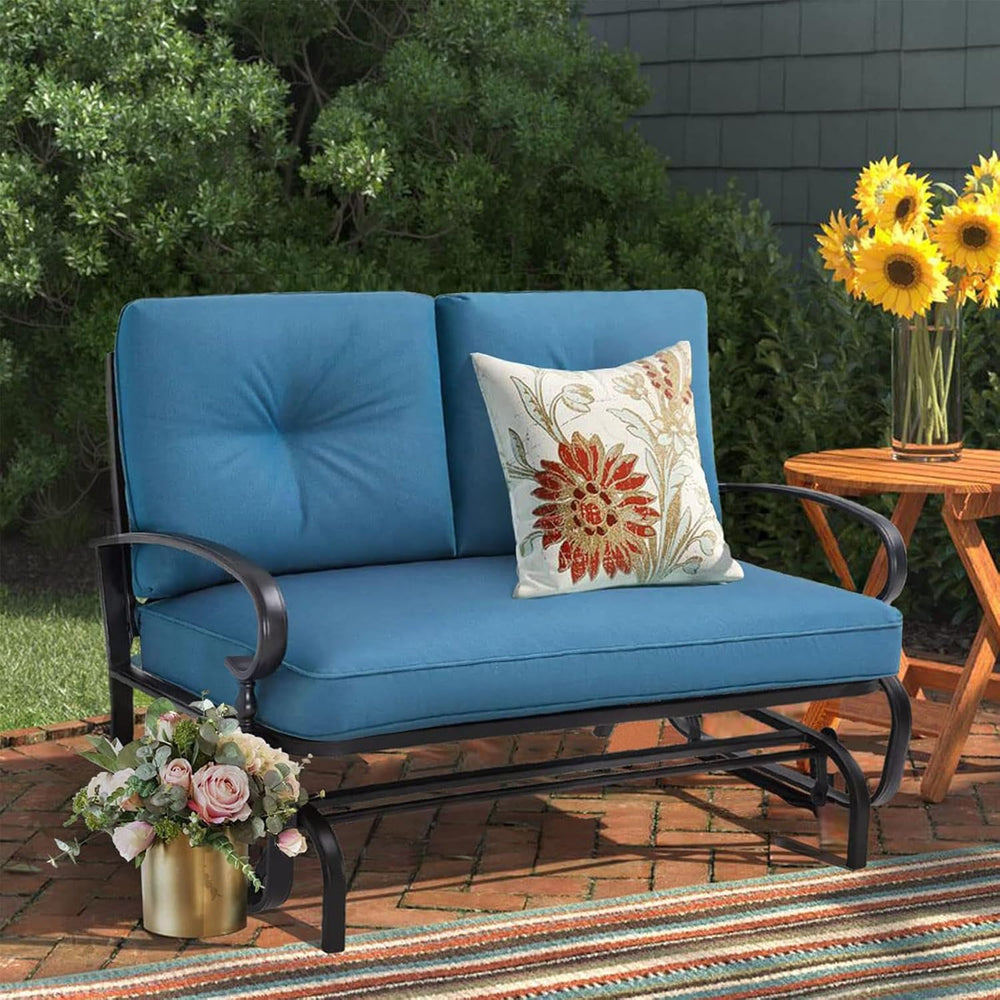 Outdoor Glider Rocking Bench 2 Person Patio Loveseat Steel Frame Furniture Se...