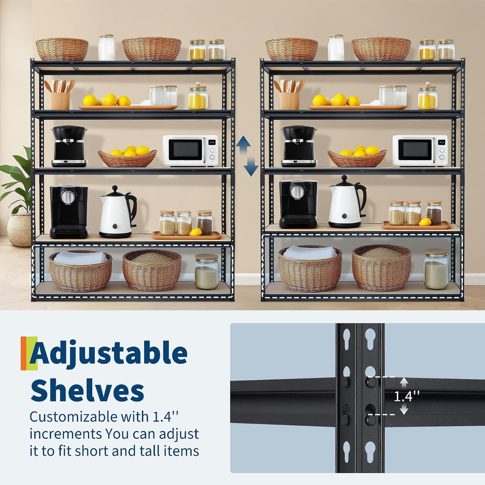 Garage Storage Shelves 5 Tiers, Heavy Duty Storage Shelving Racks with 3000 L...