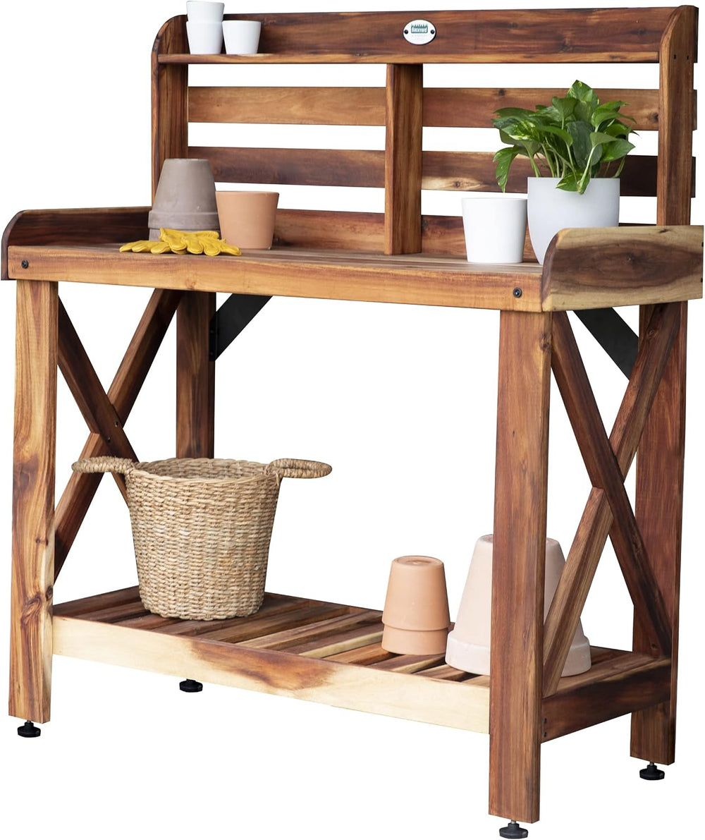 Backyard Discovery 47" Acacia Wood Garden Potting Bench & Serving Ba...