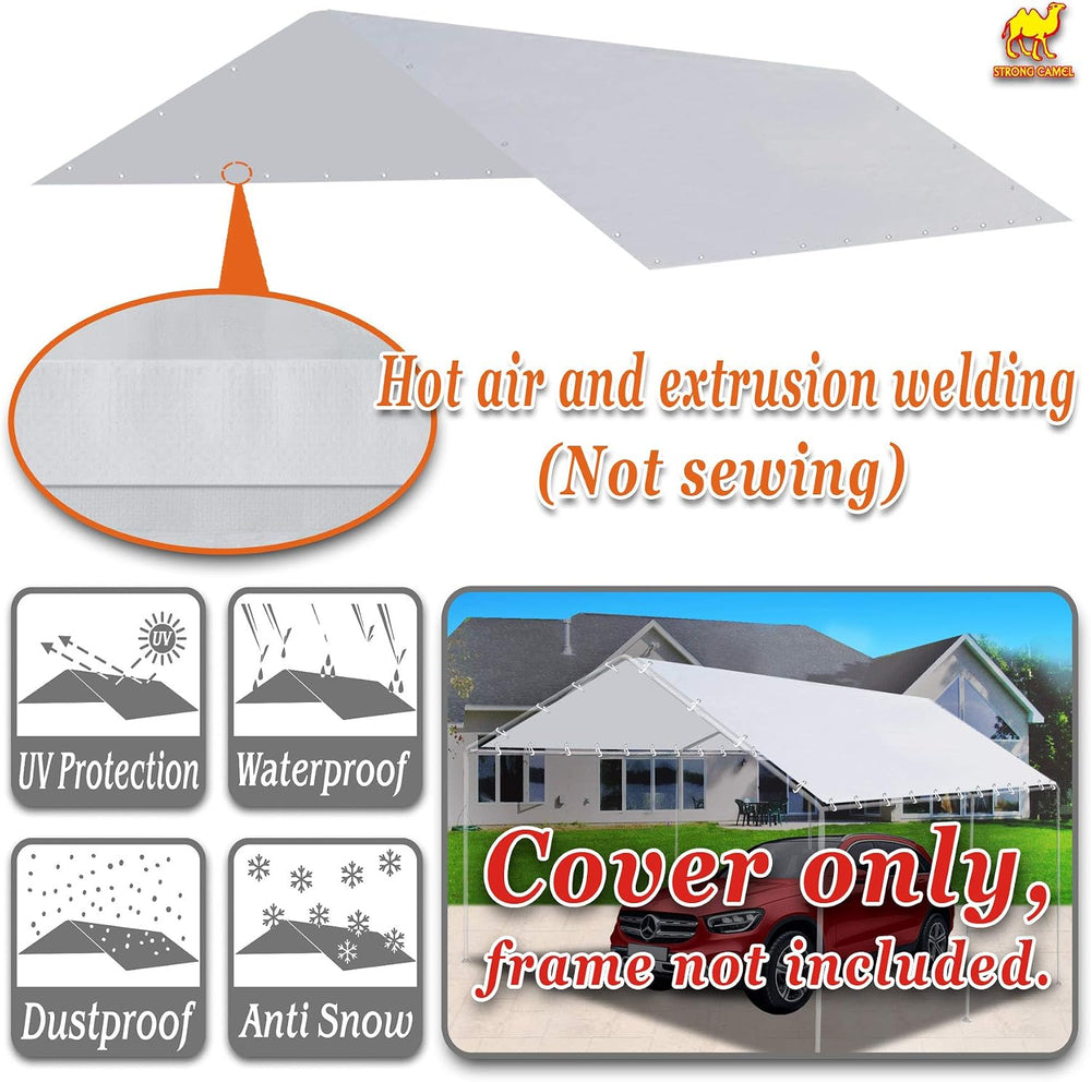 10 x 20 Ft Carport Replacement Canopy Cover Garage Top Tent Shelter Tarp with...