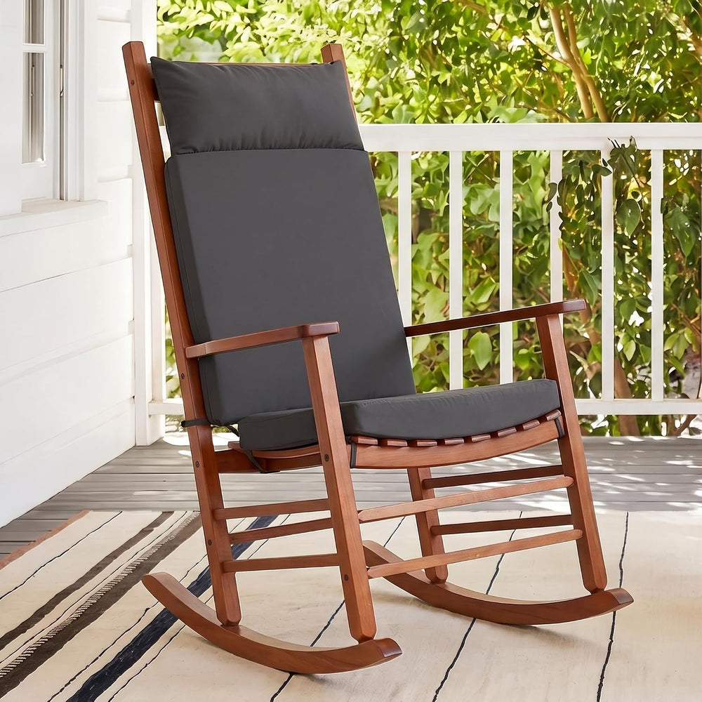Waterproof Outdoor & Indoor Rocking Chair Cushions, Dark Grey