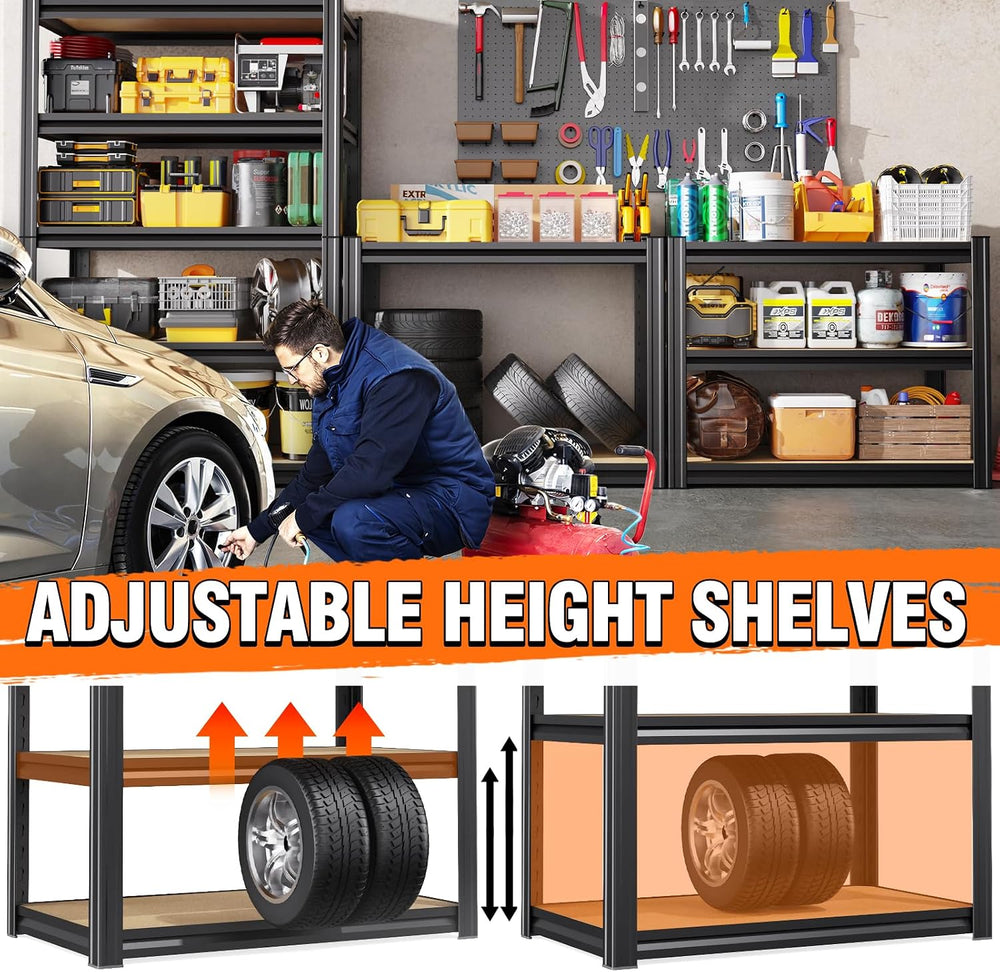 71" H-35 W Garage Shelving-5 Tier Storage Shelves,Adjustable Heavy Duty ...