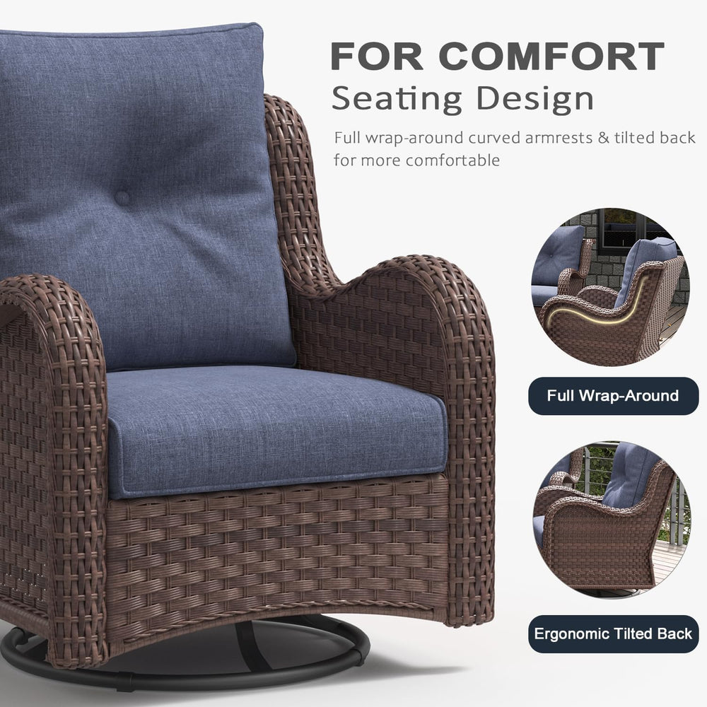 LayinSun 6 Pieces Outdoor Patio Furniture Set, Rattan Wicker Sectional Swivel...