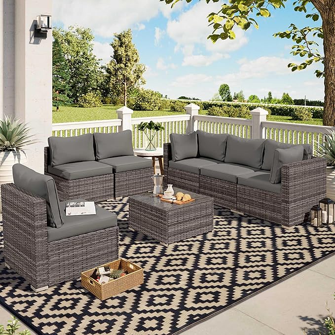 SAND MINE Waterproof Outdoor Rug 8x10 ft, Plastic Reversible Rug, Modern Area...