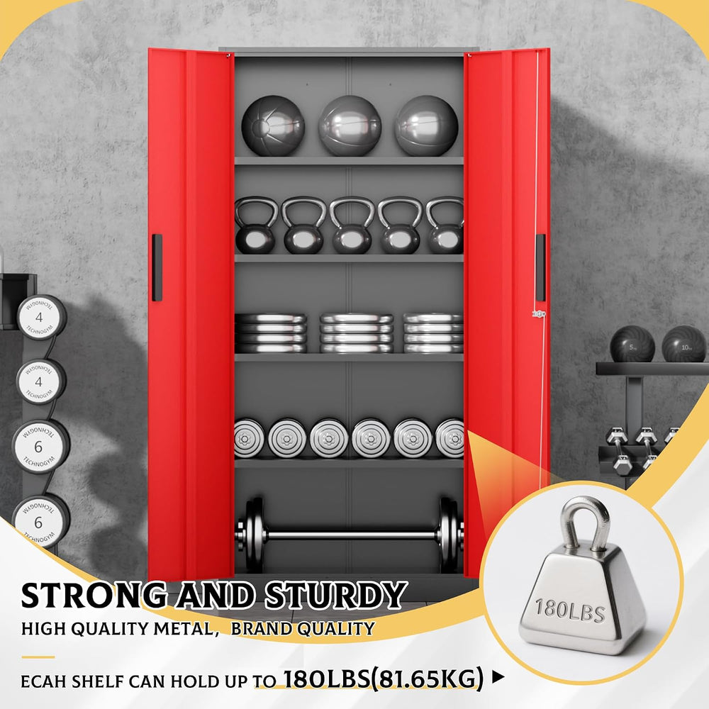 Metal Garage Storage Cabinet, 72" Locking Steel Garage Cabinets with 2 D...