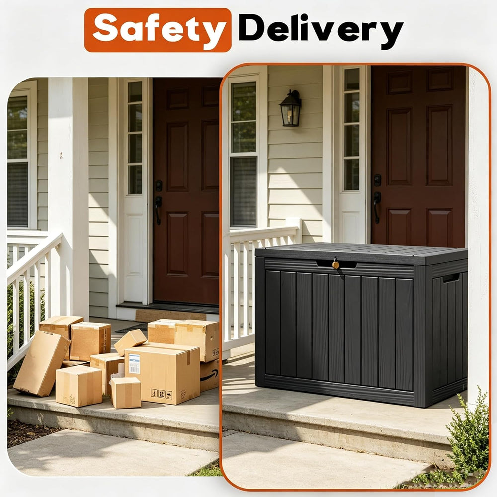 Outdoor Storage Box, Resin Deck Boxes outdoor, Waterproof Storage Box Lockabl...