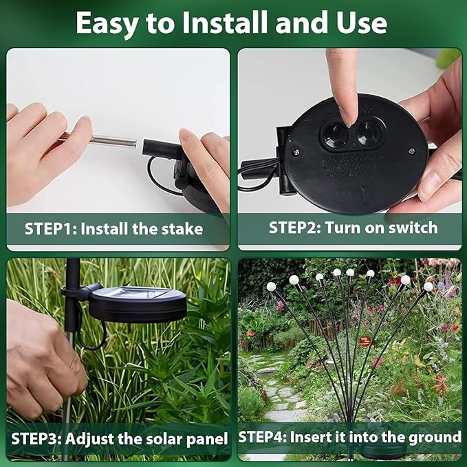 6-Pack Garden Solar Lights, 48 LED Solar Lights Outdoor for Garden Decor, Wat...