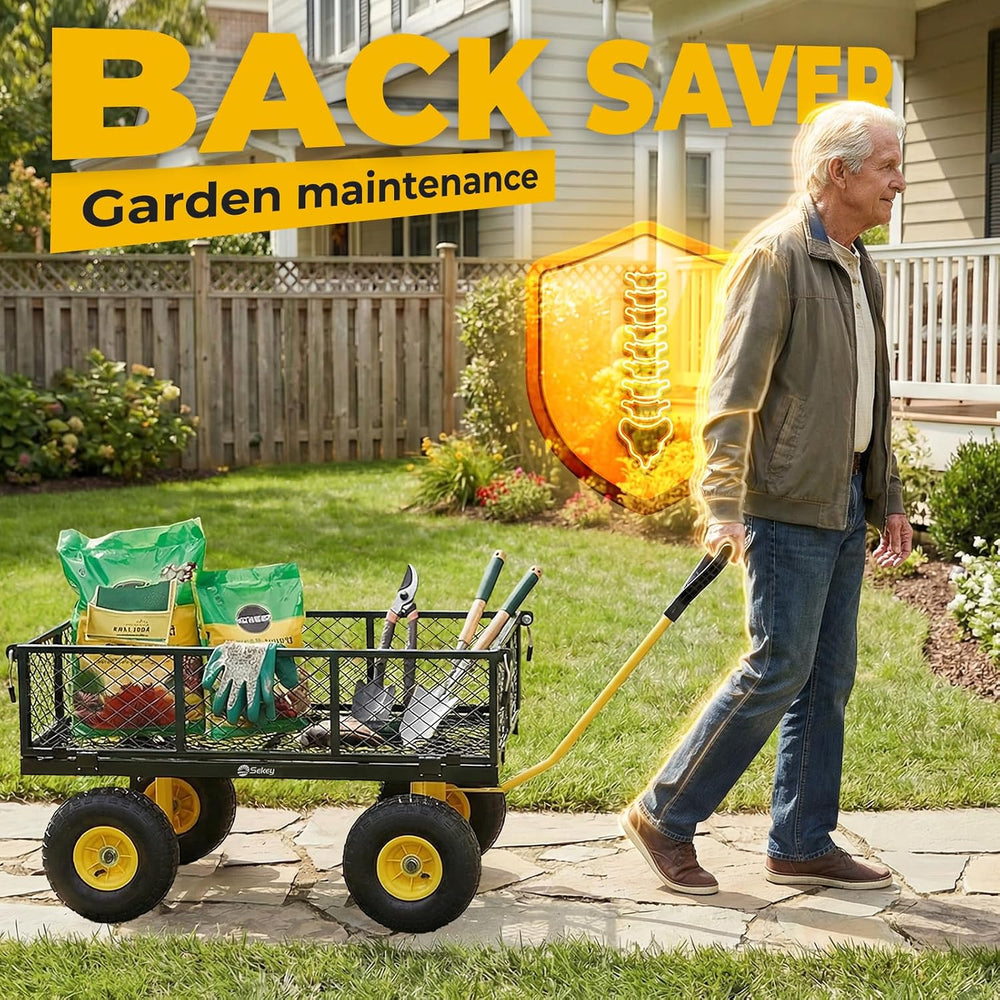 Sekey Steel Mesh Garden Cart, 600 lb Capacity, Removable Sides
