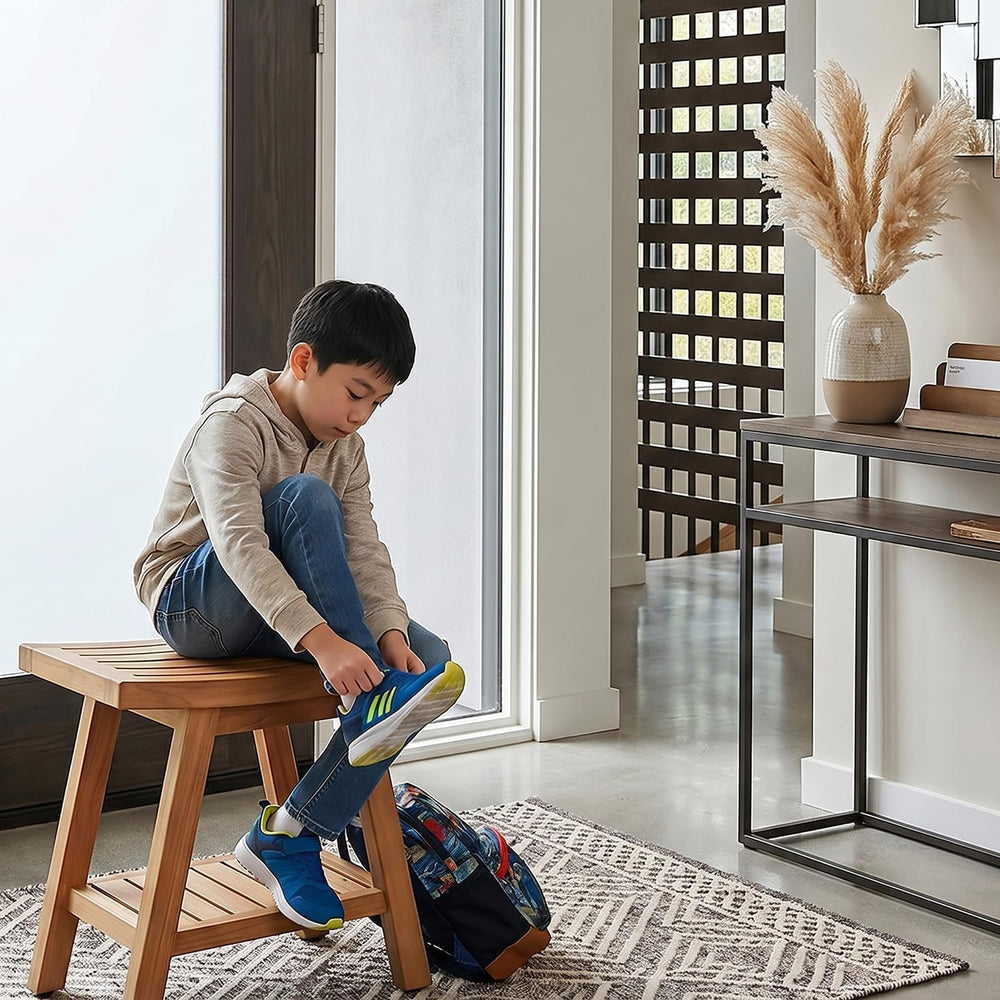 Asta SpaTeak Saba Solid Teak Indoor Outdoor Shower/Bath/Spa Bench with Bottom...